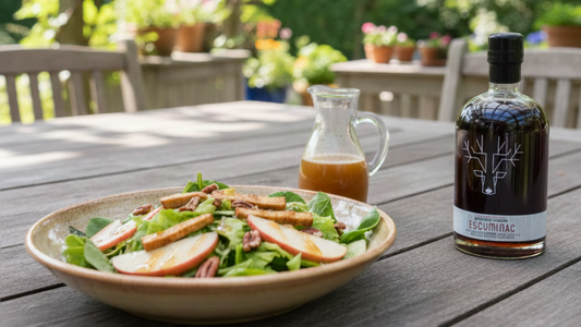 סלט תפוחים, פקאן וטופו מעושן עם רוטב מייפל
